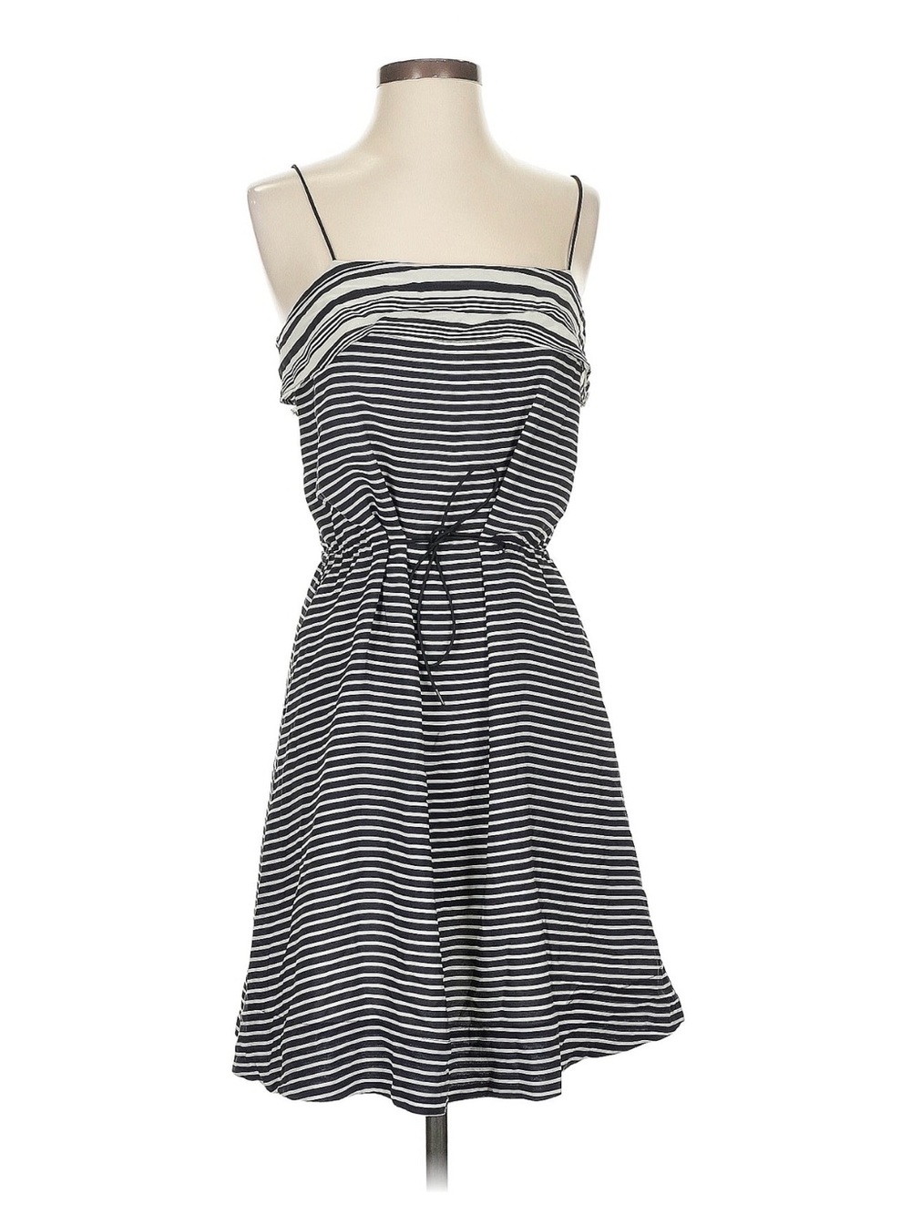 Madewell Navy and White Striped Spaghetti Strap Midi Dress